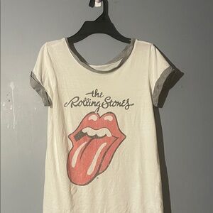 The Rolling Stones White and Gray Tee with Red Logo